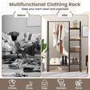 Clothes Rack Freestanding Storage Tower with Hanging Bar-Black
