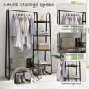 Clothes Rack Freestanding Storage Tower with Hanging Bar-Black