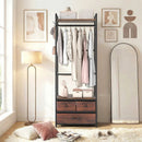 Clothes Rack with Drawers and Shelves with Side Hooks and Metal Frame-Rustic Brown by LJGDeals