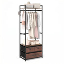 Clothes Rack with Drawers and Shelves with Side Hooks and Metal Frame-Rustic Brown by LJGDeals