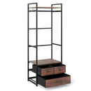 Clothes Rack with Drawers and Shelves with Side Hooks and Metal Frame-Rustic Brown by LJGDeals