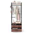 Clothes Rack with Drawers and Shelves with Side Hooks and Metal Frame-Rustic Brown by LJGDeals