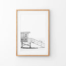 Black White Lifeguard Tower Poster. Coastal Summer Wall Art by Wall Art Set