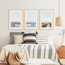 Ocean Surfing 3 Piece Wall Art. Blue Waves, Sandy Beach Path by Wall Art Set
