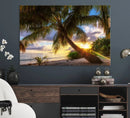 Coastal Sunset Palm Tree Giclee Canvas Print – Tropical