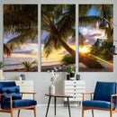 Coastal Sunset Palm Tree Giclee Canvas Print – Tropical