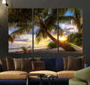 Coastal Sunset Palm Tree Giclee Canvas Print – Tropical