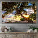 Coastal Sunset Palm Tree Giclee Canvas Print – Tropical