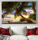 Coastal Sunset Palm Tree Giclee Canvas Print – Tropical