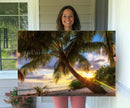 Coastal Sunset Palm Tree Giclee Canvas Print – Tropical