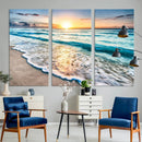 Coastal Sunset Wall Art Canvas, Ocean Beach Canvas Wall Art
