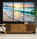 Coastal Sunset Wall Art Canvas, Ocean Beach Canvas Wall Art