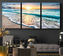 Coastal Sunset Wall Art Canvas, Ocean Beach Canvas Wall Art