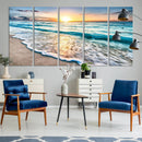 Coastal Sunset Wall Art Canvas, Ocean Beach Canvas Wall Art