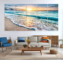 Coastal Sunset Wall Art Canvas, Ocean Beach Canvas Wall Art