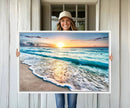 Coastal Sunset Wall Art Canvas, Ocean Beach Canvas Wall Art