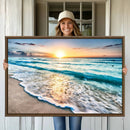 Coastal Sunset Wall Art Canvas, Ocean Beach Canvas Wall Art