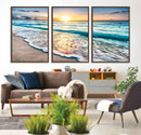 Coastal Sunset Wall Art Canvas, Ocean Beach Canvas Wall Art