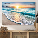 Coastal Sunset Wall Art Canvas, Ocean Beach Canvas Wall Art