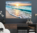 Coastal Sunset Wall Art Canvas, Ocean Beach Canvas Wall Art