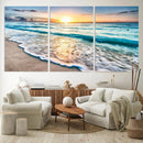 Coastal Sunset Wall Art Canvas, Ocean Beach Canvas Wall Art