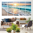 Coastal Sunset Wall Art Canvas, Ocean Beach Canvas Wall Art