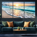 Coastal Sunset Wall Art Canvas, Ocean Beach Canvas Wall Art