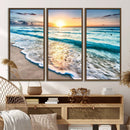 Coastal Sunset Wall Art Canvas, Ocean Beach Canvas Wall Art