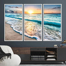 Coastal Sunset Wall Art Canvas, Ocean Beach Canvas Wall Art