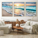 Coastal Sunset Wall Art Canvas, Ocean Beach Canvas Wall Art
