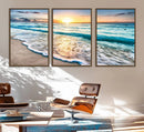 Coastal Sunset Wall Art Canvas, Ocean Beach Canvas Wall Art