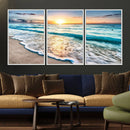 Coastal Sunset Wall Art Canvas, Ocean Beach Canvas Wall Art