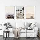 Beige Surfing Wall Art Set. Surfer, Ocean, Bus, Lifeguard by Wall Art Set