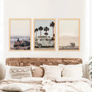 Beige Surfing Wall Art Set. Surfer, Ocean, Bus, Lifeguard by Wall Art Set
