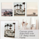 Beige Surfing Wall Art Set. Surfer, Ocean, Bus, Lifeguard by Wall Art Set