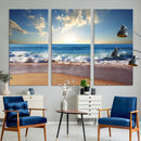 Coastal Tropical Beach Sunset Canvas Wall Art Print