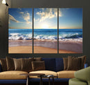 Coastal Tropical Beach Sunset Canvas Wall Art Print