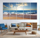 Coastal Tropical Beach Sunset Canvas Wall Art Print