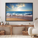 Coastal Tropical Beach Sunset Canvas Wall Art Print
