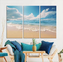 Coastal Wall Art - Serene Ocean Canvas Print with Beach and