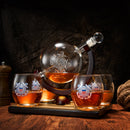 Coastguard Gift Whiskey & Wine Decanter Set & 4 Liquor Glasses