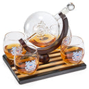 Coastguard Gift Whiskey & Wine Decanter Set & 4 Liquor Glasses