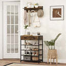 Coat Rack Shoe Stand Set 5-Tier Shoe Rack with Wall-Mounted Coat Hanger-Brown by LJGDeals