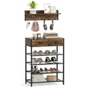 Coat Rack Shoe Stand Set 5-Tier Shoe Rack with Wall-Mounted Coat Hanger-Brown by LJGDeals