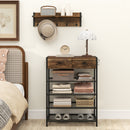 Coat Rack Shoe Stand Set 5-Tier Shoe Rack with Wall-Mounted Coat Hanger-Brown by DirectDeals