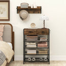 Coat Rack Shoe Stand Set 5-Tier Shoe Rack with Wall-Mounted Coat Hanger-Brown by LJGDeals