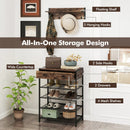 Coat Rack Shoe Stand Set 5-Tier Shoe Rack with Wall-Mounted Coat Hanger-Brown by DirectDeals