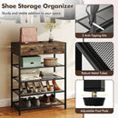 Coat Rack Shoe Stand Set 5-Tier Shoe Rack with Wall-Mounted Coat Hanger-Brown by DirectDeals