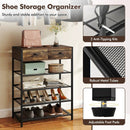 Coat Rack Shoe Stand Set 5-Tier Shoe Rack with Wall-Mounted Coat Hanger-Brown by LJGDeals