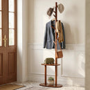 Coat Rack with 8 Hooks and 2 Shelves - Walnut Rubber Wood by LJGDeals